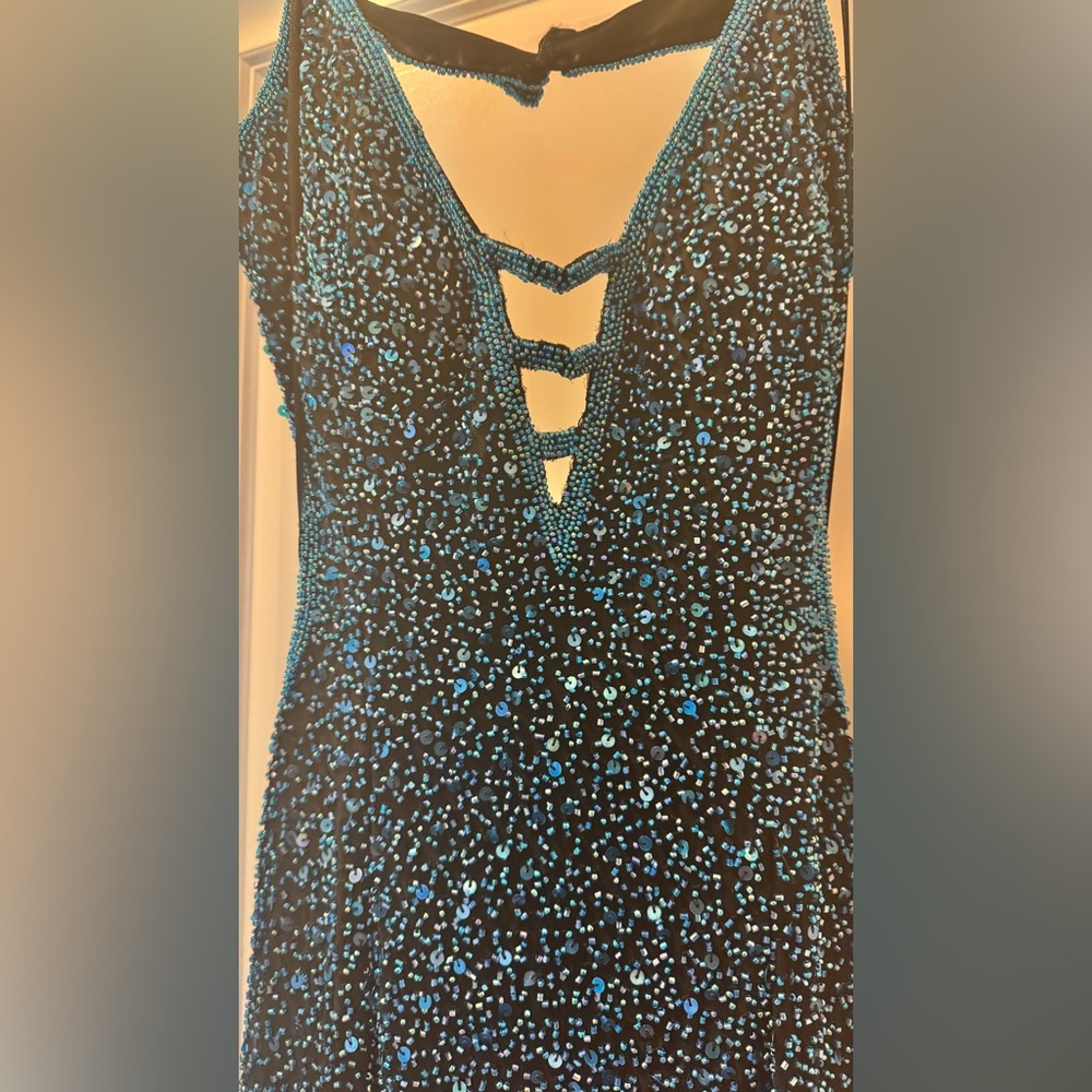 Scala Sparkling Black/Turquoise incredible  Backless Dress